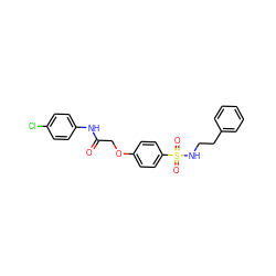 O=C(COc1ccc(S(=O)(=O)NCCc2ccccc2)cc1)Nc1ccc(Cl)cc1 ZINC000409122541