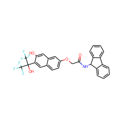 O=C(COc1ccc2cc(C(O)(C(F)(F)F)C(F)(F)F)c(O)cc2c1)NC1c2ccccc2-c2ccccc21 ZINC001772645451