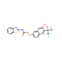 O=C(COc1ccc2cc(C(O)(C(F)(F)F)C(F)(F)F)c(O)cc2c1)Nc1nc2ccccc2s1 ZINC001772641583