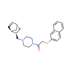 O=C(COc1ccc2ccccc2c1)N1CCN(C[C@@H]2C[C@H]3C=C[C@H]2C3)CC1 ZINC000100870759