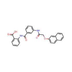 O=C(COc1ccc2ccccc2c1)Nc1cccc(C(=O)Nc2ccccc2C(=O)O)c1 ZINC000000838248