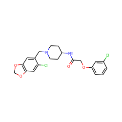 O=C(COc1cccc(Cl)c1)NC1CCN(Cc2cc3c(cc2Cl)OCO3)CC1 ZINC000040872622