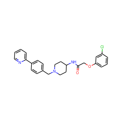 O=C(COc1cccc(Cl)c1)NC1CCN(Cc2ccc(-c3ccccn3)cc2)CC1 ZINC000035819418