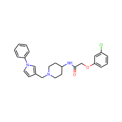 O=C(COc1cccc(Cl)c1)NC1CCN(Cc2ccn(-c3ccccc3)c2)CC1 ZINC000038225849