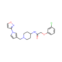 O=C(COc1cccc(Cl)c1)NC1CCN(Cc2ccn(-c3ccon3)c2)CC1 ZINC000040390753