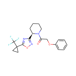 O=C(COc1ccccc1)N1CCCC[C@@H]1c1noc(C2(C(F)(F)F)CC2)n1 ZINC000299856949