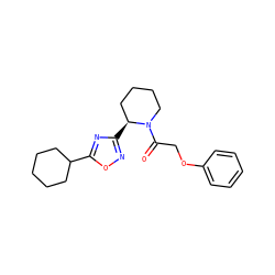 O=C(COc1ccccc1)N1CCCC[C@@H]1c1noc(C2CCCCC2)n1 ZINC000299860093