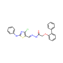 O=C(COc1ccccc1-c1ccccc1)N/N=C/c1sc(Nc2ccccc2)nc1Cl ZINC000002658478