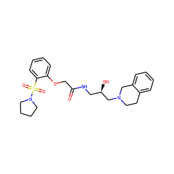 O=C(COc1ccccc1S(=O)(=O)N1CCCC1)NC[C@@H](O)CN1CCc2ccccc2C1 ZINC000218913933