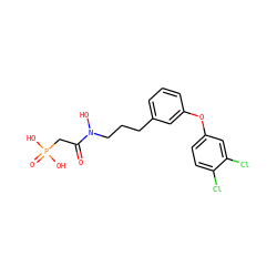 O=C(CP(=O)(O)O)N(O)CCCc1cccc(Oc2ccc(Cl)c(Cl)c2)c1 ZINC000040974123