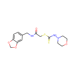 O=C(CSC(=S)NN1CCOCC1)NCc1ccc2c(c1)OCO2 ZINC001772633335