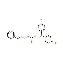 O=C(CSC(c1ccc(Br)cc1)c1ccc(Br)cc1)NCCCc1ccccc1 ZINC000103246701