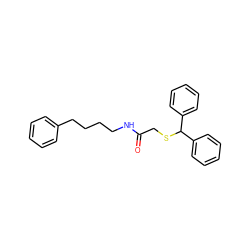 O=C(CSC(c1ccccc1)c1ccccc1)NCCCCc1ccccc1 ZINC000103246703