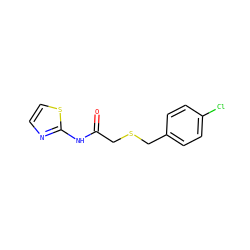 O=C(CSCc1ccc(Cl)cc1)Nc1nccs1 ZINC000000098461