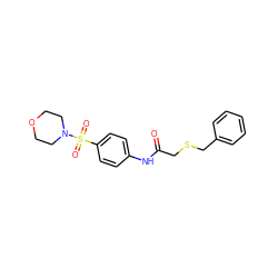 O=C(CSCc1ccccc1)Nc1ccc(S(=O)(=O)N2CCOCC2)cc1 ZINC000000880019