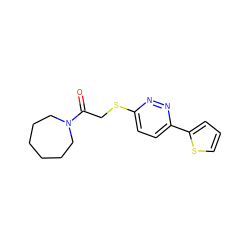 O=C(CSc1ccc(-c2cccs2)nn1)N1CCCCCC1 ZINC000006858802