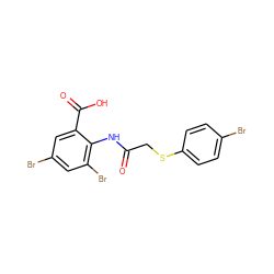 O=C(CSc1ccc(Br)cc1)Nc1c(Br)cc(Br)cc1C(=O)O ZINC000096283146