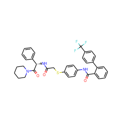 O=C(CSc1ccc(NC(=O)c2ccccc2-c2ccc(C(F)(F)F)cc2)cc1)N[C@H](C(=O)N1CCCCC1)c1ccccc1 ZINC000049780027