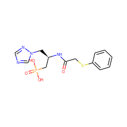 O=C(CSc1ccccc1)N[C@H](Cn1cncn1)CP(=O)(O)O ZINC000026173612