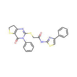 O=C(CSc1nc2c(c(=O)n1-c1ccccc1)SCC2)Nc1nc(-c2ccccc2)cs1 ZINC000095583268