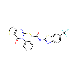 O=C(CSc1nc2c(c(=O)n1-c1ccccc1)SCC2)Nc1nc2ccc(C(F)(F)F)cc2s1 ZINC000095584102