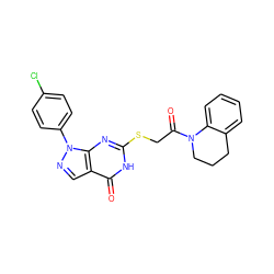 O=C(CSc1nc2c(cnn2-c2ccc(Cl)cc2)c(=O)[nH]1)N1CCCc2ccccc21 ZINC000006492536