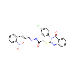 O=C(CSc1nc2ccccc2c(=O)n1-c1ccc(Cl)cc1)N/N=C/C=C/c1ccccc1[N+](=O)[O-] ZINC000001868964