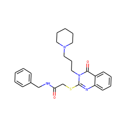O=C(CSc1nc2ccccc2c(=O)n1CCCN1CCCCC1)NCc1ccccc1 ZINC000002973559