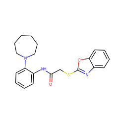 O=C(CSc1nc2ccccc2o1)Nc1ccccc1N1CCCCCC1 ZINC000001356307