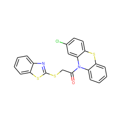 O=C(CSc1nc2ccccc2s1)N1c2ccccc2Sc2ccc(Cl)cc21 ZINC000002201207