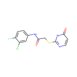 O=C(CSc1nccc(=O)[nH]1)Nc1ccc(F)c(Cl)c1 ZINC000018062798