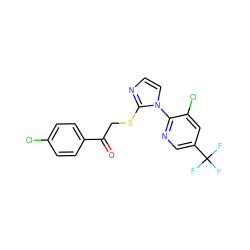 O=C(CSc1nccn1-c1ncc(C(F)(F)F)cc1Cl)c1ccc(Cl)cc1 ZINC000001388734