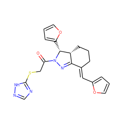 O=C(CSc1ncn[nH]1)N1N=C2/C(=C/c3ccco3)CCC[C@H]2[C@H]1c1ccco1 ZINC000008671022