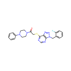 O=C(CSc1ncnc2c1nnn2Cc1ccccc1F)N1CCN(c2ccccc2)CC1 ZINC000004056938