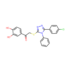 O=C(CSc1nnc(-c2ccc(Cl)cc2)n1-c1ccccc1)c1ccc(O)c(O)c1 ZINC000001292350