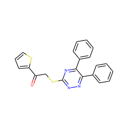 O=C(CSc1nnc(-c2ccccc2)c(-c2ccccc2)n1)c1cccs1 ZINC000000790133