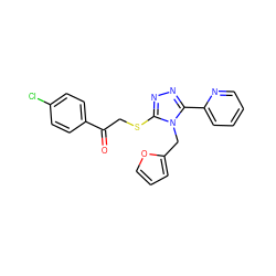 O=C(CSc1nnc(-c2ccccn2)n1Cc1ccco1)c1ccc(Cl)cc1 ZINC000002336016