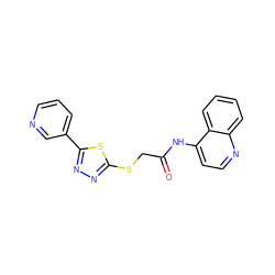 O=C(CSc1nnc(-c2cccnc2)s1)Nc1ccnc2ccccc12 ZINC000002338946