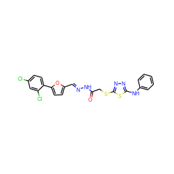 O=C(CSc1nnc(Nc2ccccc2)s1)N/N=C/c1ccc(-c2ccc(Cl)cc2Cl)o1 ZINC001772601057