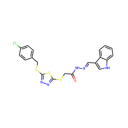 O=C(CSc1nnc(SCc2ccc(Cl)cc2)s1)N/N=C/c1c[nH]c2ccccc12 ZINC000001805432