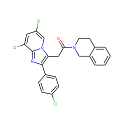 O=C(Cc1c(-c2ccc(Cl)cc2)nc2c(Cl)cc(Cl)cn12)N1CCc2ccccc2C1 ZINC000013607391