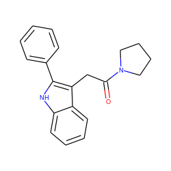 O=C(Cc1c(-c2ccccc2)[nH]c2ccccc12)N1CCCC1 ZINC000000008136