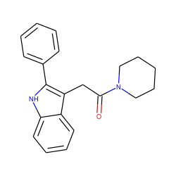 O=C(Cc1c(-c2ccccc2)[nH]c2ccccc12)N1CCCCC1 ZINC000013833106