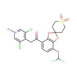 O=C(Cc1c(Cl)c[n+]([O-])cc1Cl)c1ccc(OC(F)F)c2c1OC1(CCS(=O)(=O)CC1)O2 ZINC000142633616