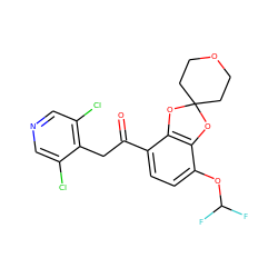 O=C(Cc1c(Cl)cncc1Cl)c1ccc(OC(F)F)c2c1OC1(CCOCC1)O2 ZINC000198976292