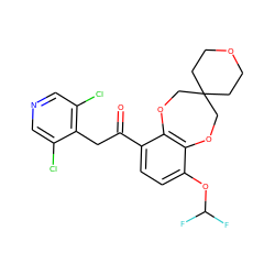 O=C(Cc1c(Cl)cncc1Cl)c1ccc(OC(F)F)c2c1OCC1(CCOCC1)CO2 ZINC000116878917