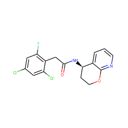 O=C(Cc1c(F)cc(Cl)cc1Cl)N[C@@H]1CCOc2ncccc21 ZINC000146689051