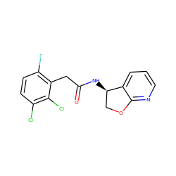 O=C(Cc1c(F)ccc(Cl)c1Cl)N[C@@H]1COc2ncccc21 ZINC000146580348