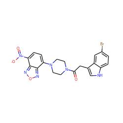 O=C(Cc1c[nH]c2ccc(Br)cc12)N1CCN(c2ccc([N+](=O)[O-])c3nonc23)CC1 ZINC000013864318