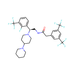 O=C(Cc1cc(C(F)(F)F)cc(C(F)(F)F)c1)NC[C@H](c1cccc(C(F)(F)F)c1F)N1CCC(N2CCCCC2)CC1 ZINC000036323941